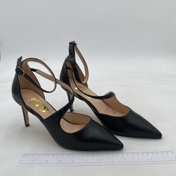 FYS Black Cross Strap Stiletto High Heel Ankle Strap Pumps Pointed Toe Shoes - Picture 4 of 8